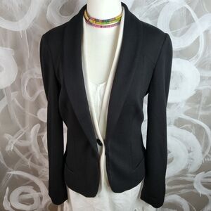 INC Wmns Sz S Black White Tuxedo One Button Knit Short Jacket ChicCore CorpCore